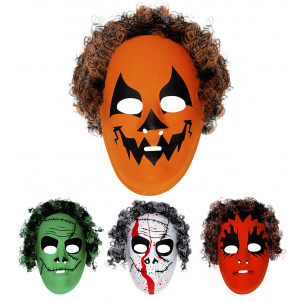 Maschera Con Capelli Accessori Costume Halloween Modelli Assortiti | Pelusciamo.com