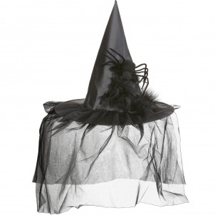 Cappello Da Strega Con Tulle E Ragno Costume Halloween EP 09051 Effettoparty Store Marchirolo