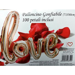 Scritta Palloncini Mylar Love con Petali   | Effettoparty.com