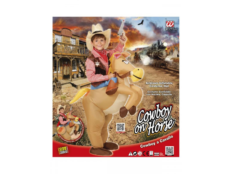 Costume gonfiabile carnevale bambino , cowboy a cavallo 01794 effettoparty