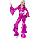Costume Carnevale Donna Discoteca anni 70 fuxia smiffys *15111 effettoparty.com