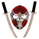 Kit Ninja lusso, Rosso Argento Accessori Costume Carnevale EP 09335 Effettoparty Store Marchirolo