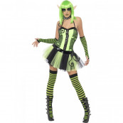 Travestimento Carnevale Halloween Donna Elfo verde fluo smiffy's *05402