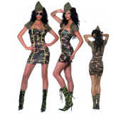 Miniabito sexy militare Costume Carnevale Donna Maggiore mimetico *10458 smiffys 35332