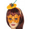 Accessorio costume Halloween kit cerchietto e maschera zucca arancione | pelusciamo.com